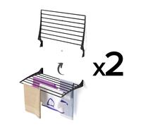 2x Porte-linge mural pour salle de bain et balcon, inoxydable et stable - Foxydry Fold 80 cm Noir