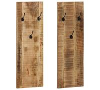 vidaXL 2X Porte-Manteau Mural Bois de Manguier Massif Support de Vêtements