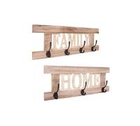 2x portemanteau HWC-C60, Home+Family, 55x21cm brun nature shabby