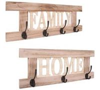 Mendler Lot de 2 portemanteaux muraux - Brun naturel