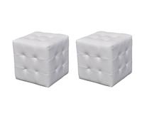 vidaXL Pouf cube capitonné en similicuir noir Style scandinave moderne Lot de 2