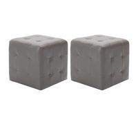 2x Pouf Cube Capitonné Noir Similicuir Salon Canapé Siège Repose-pied vidaXL