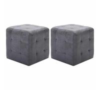 2x Poufs Gris Similicuir Daim Tabouret Cube Repose-Pied Salon Chambre vidaXL