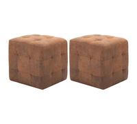 2x Poufs Gris Similicuir Daim Tabouret Cube Repose-Pied Salon Chambre vidaXL