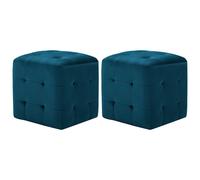 2x Poufs Gris Tissu Velours Tabouret Cube Repose-Pied Salon Chambre vidaXL