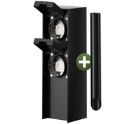 2x Prise de jardin IP44 piquet métal prise extérieure étanche colonne d'énergie multiprise prise de courant borne électrique