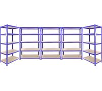 2x Q-Rax Étagères de stockage 180 x 90 x 50cm + 3x Étagères de stockage 180 x 120 x 50cm Bleu