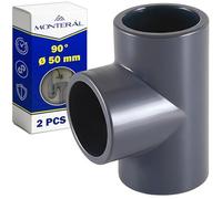 2x Raccord PVC 50 mm - Raccord PVC Pression Té Égal 3 Voies 90° | pour Arrosage pour Évacuation - MONTERAL