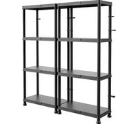 2x rack de stockage 100 kg garage cave garde-manger 4 étagères 60x30 cm H 134 cm
