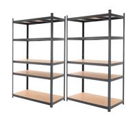 ECD Germany Lot de 2 Étagère d'Atelier - 200x100x60 cm - jusqu'à 875 kg - Anthracite - en Métal Peint par Poudrage - 5 Panneaux MDF - Étagère de Stockage Rayonnage Charges Lourdes - Étagère Rangement