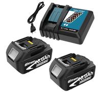 2X Rechange 18V 10,0Ah pour Makita Haute capacité BL1860B + Chargeur 3A | pour Makita DC18RCT compatible avec les modèles BL1860B BL1850B BL1840B BL1830 et BL1860 avec LED batterie pour outils