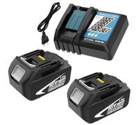 2X Rechange BL1850B pour Makita Batterie 18V 5,0Ah Compatible avec Chargeur 3 A DC18RCT BL1860B BL1840B BL1835B BL1850BB BL1845B BL1860 BL1850 194205-3 LXT-400 avec Outil