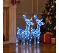2x Rennes de Noël 80 LED Blanc Chaud Acrylique Décoration Ornement vidaXL