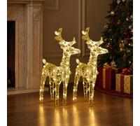 2x Rennes de Noël 80 LED Blanc Chaud Acrylique Décoration Ornement vidaXL