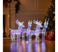 2x Rennes de Noël 80 LED Blanc Chaud Acrylique Décoration Ornement vidaXL