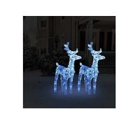 vidaXL Rennes de Noël 2 pcs 80 LED Bleu Acrylique