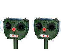 2X Répulsif à ultrasons Solaire pour Chats, répulsif pour Chats, répulsif pour Animaux, répulsif pour Pigeons, étanche IP45,5 Modes réglable, utile pour la Ferme/Le Jardin/la pelouse/la Cour