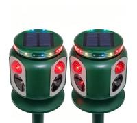 2X Répulsif Solaire ultrasonique pour Animaux avec capteur de Mouvement PIR 360° Double Recharge - Protection extérieure pour Jardins, Cours et fermes
