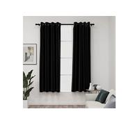 Vidaxl Rideaux Occultants Aspect De Lin 2 Pcs Anthracite 140x175 Cm