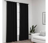 2x Rideaux Occultants Aspect Lin avec Crochets Gris 140x245 cm Fenêtre vidaXL