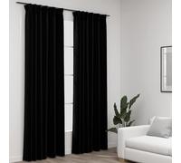 2x Rideaux Occultants Aspect Lin avec Crochets Gris 140x245 cm Fenêtre vidaXL