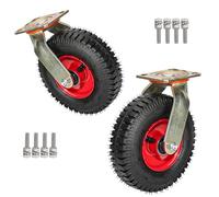 2x Roue Fixe De Brouette Pneumatique, Pneu Gonflable Roulettes Pivotantes | Silencieuse Résistante À L'usure Ball Bearing, for Chariot À Main, Tables De Travail, Roues Meuble(25cm/10in,Swivel)