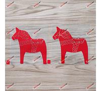 2X rouge 10,2 cm Cheval Dala suédois Autocollant Scandinave Vinyle Voiture Découpe sans fond