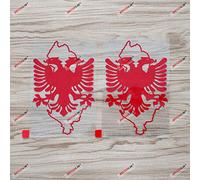 2X rouge 12,7 cm Albanie Aigle Carte Contour Autocollant Albanais Vinyle Voiture Découpe sans fond Style b