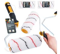 2x Rouleau Peinture 18 cm Rechange Haute Densité Application Facile Murs Plafonds Façades Manche Ergonomique Kit Bricolage Travaux Rénovation