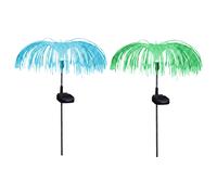 2x RVB LED Lampe solaire extérieure Piquet de terre Changement de couleur Noir H 60 cm
