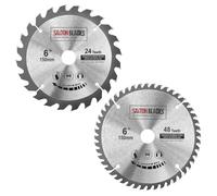 2x Saxton TCT lames de scie circulaire 150 mm x 20 mm alésage 24 et 48 dents + 16 mm et 10 mm bague compatible avec Ryobi Bosch Makita Dewalt
