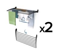2x Séchoir à linge à fixation murale, solution peu encombrante pour l'intérieur - Foxydry Fold Down 100 cm noir