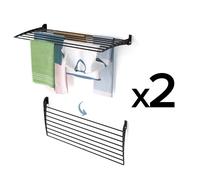 2x séchoir à linge mural en aluminium, solution de séchage robuste et durable - Foxydry Fold Down 116 cm noir