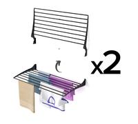 2x Séchoir à linge mural, moderne, compact et durable - Foxydry Fold 100 cm Noir