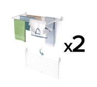2x Séchoir à linge mural moderne et inoxydable, séchoir à linge en aluminium - Foxydry Fold Down 100 cm blanc