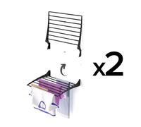 2x Séchoir à linge mural, pliable et peu encombrant - Foxydry Fold 60 cm Noir
