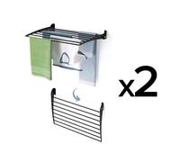 2x séchoir à linge mural pliable et stable, idéal pour les petits ménages - Foxydry Fold Down 80 cm noir