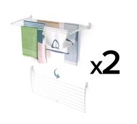 2x séchoir à linge mural, pliable - Foxydry Fold Down 116 cm blanc