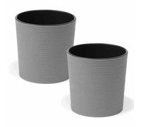 2x Siena Garden Cache-Pot Pot De Fleurs Gris Rond Ø 30 Cm Avec Insert