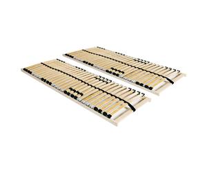 2x Sommiers à Lattes avec 28 Lattes 7 Zones 90x200cm Base de Lit Simple vidaXL