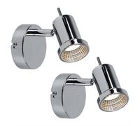 Spot mural orientable LED applique murale chrome spot lampe de lit chambre, 5W 400lm blanc chaud, lot de 2
