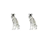 2X Squelette de Chien Assis pour Halloween Squelette de Chien Assis Effrayant et Effrayant avec des Dents Pointues Décoration de Héros D'Halloween