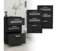Ml-design table de nuit 3 tiroirs - Noir
