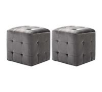 2x Tables de Chevet Noir Tissu Velours Table de Nuit Tabouret Pouf vidaXL
