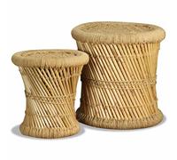 2x Tabouret Bambou avec Détails Chindi Multicolore Meuble de Salon vidaXL