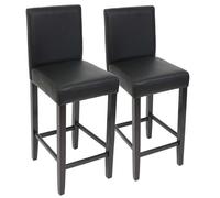 2x tabouret de bar chaise de bar M37 cuir synthétique noir, pieds foncés