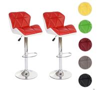Mendler Tabouret de bar Hamilton 2x – Bois, similicuir, rotatif – Rouge