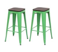 Mendler 2X Tabouret de Bar HWC-A73 empilable Vert