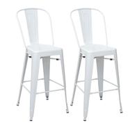 2x tabouret de bar HWC-A73 métal style industriel blanc