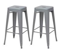 2x tabouret de bar HWC-A73, chaise de comptoir, métal, design industriel, empilable gris